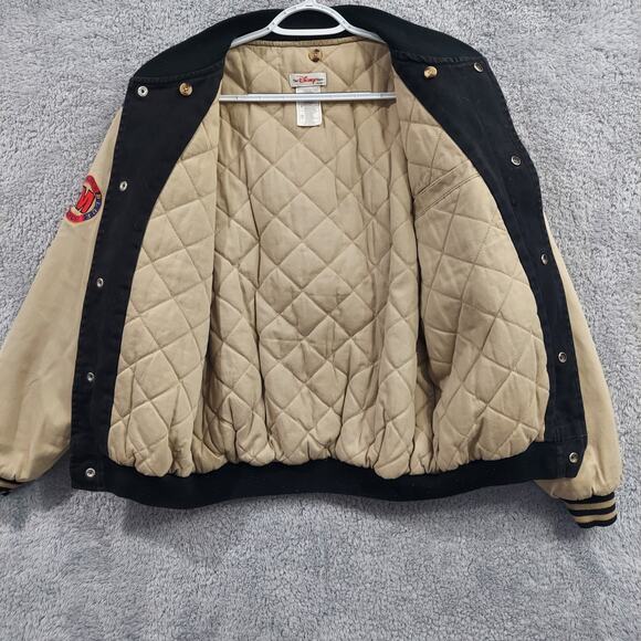 Disney Vintage Bomber Jacket Small Mickey Mouse Black And Tan Coat (No Hood) - Picture 9 of 16